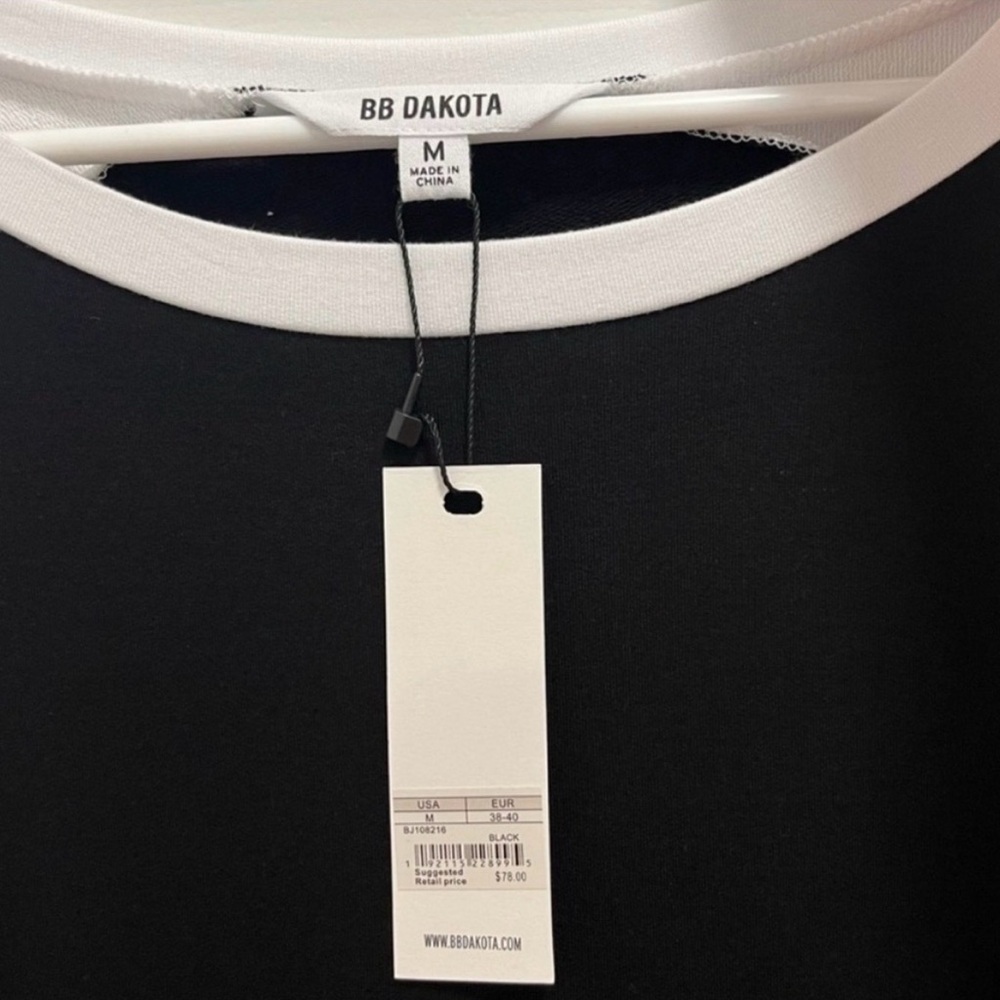 BB Dakota 7th Inning Stretch Baseball Dress Raglan Black/White-Medium - NWT - Picture 11 of 11